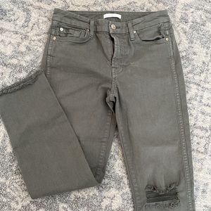 7 for ALL MANKIND MILITARY GREEN DENIM JEANS SZ 27 like new